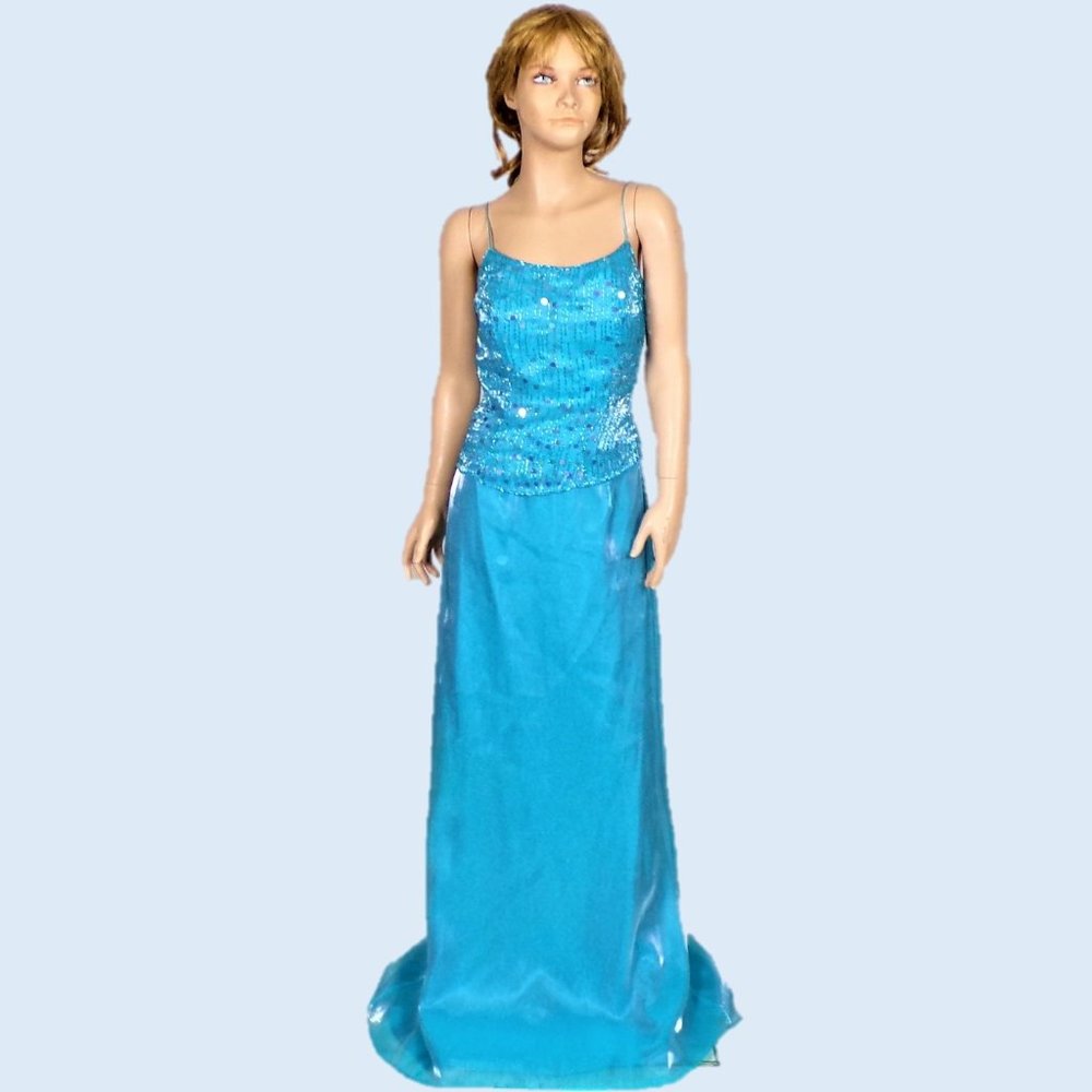 TIFFANY DESIGNS size 2 aquamarine 2-piece evening set 100% polyester spot clean